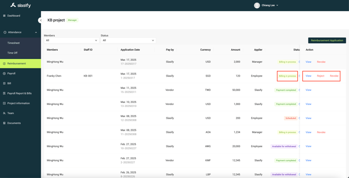 Billing in process_employee